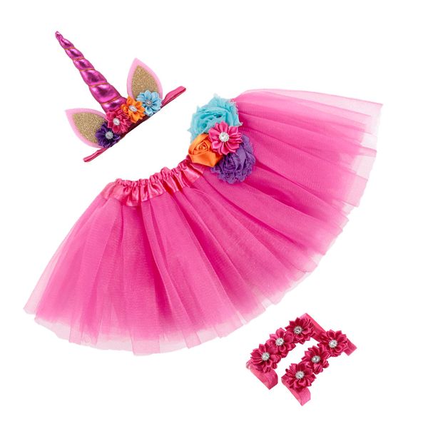 

new 0~2 years newborn unicorn horn headbands tutu dress with sandals sets kids p shoot party birthday gift, Blue