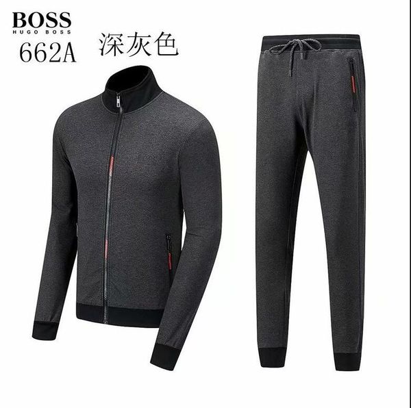 

2019 sports jacket men's hooded sweater sweatshirt men's polo jacket pants running clothes sportswear sportswear 04, Gray