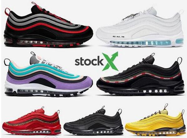 

97 bred mens trainers 97s balck metallic gold throwback undefeated have a day running shoes south beach og women sports sneakers with box