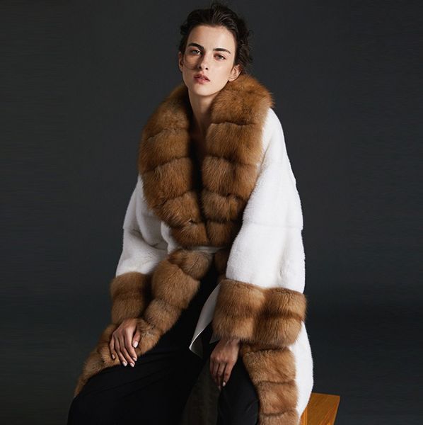

sju winter new women mink fur coat female sable russian sable collars long profile women fur coat gold velvet nafa auctions usa, Black