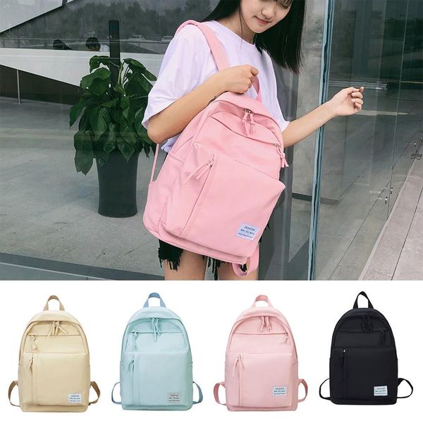 

new fashion large capacity solid color waterproof nylon casual backpack school bag mochilas feminina bagpack mochila mujer
