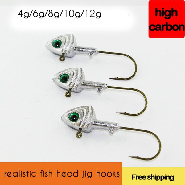 

high carbon steel fish eye jig hooks 5pcs/lot 4-12g deep sea fishing hooks used for worm pond fishing bait