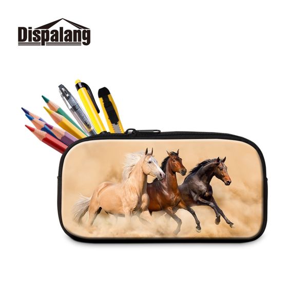 

print horse picture multi-functional stationery pencil case high capacity eco-friendly office zip lock pen pouch clearance sale