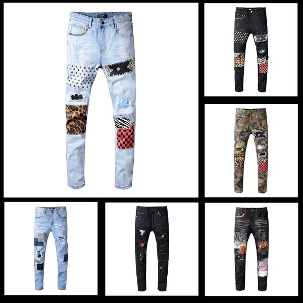 

2019 famous brand designer jeans men fashion street wear mens biker jeans man pants az, Blue