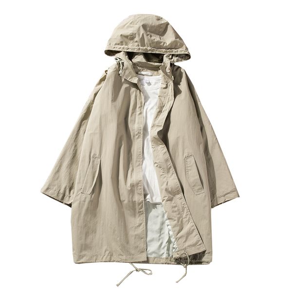 

oversize trench man men oversized plus size mens long hooded trench coat male jacket mens long hooded cloak windbreaker ii50fy, Tan;black