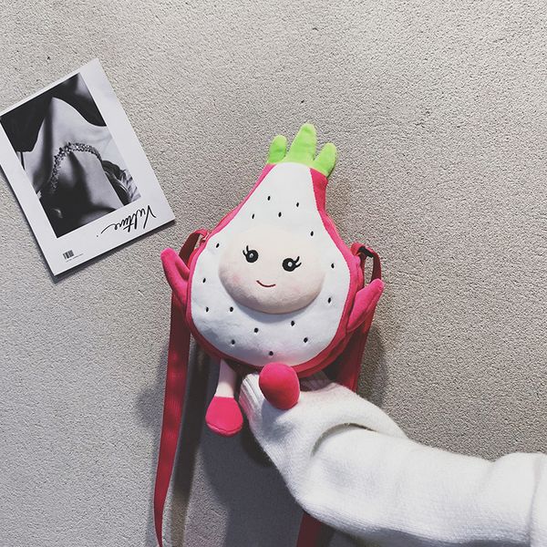 

мультфильм дракон фрукты творческой маленькая сумка женщина милые 3d плюшевого мешок посыльной мини телефон кошелек сумка для девочек