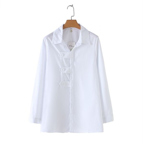 

плюс размер женская блузка повседневная с длинными рукавами белые топы офисная одежда топ, White