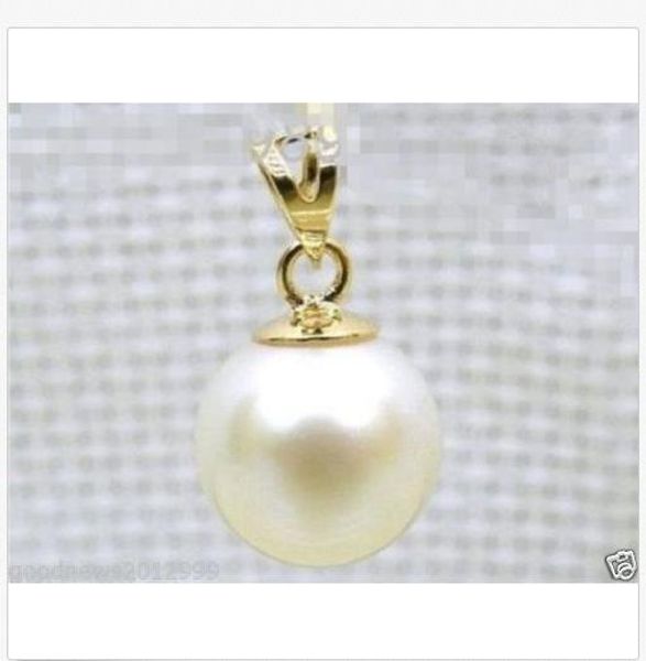 

genuine 10-11mm white south sea pearl pendants 14k solid gold marked, Silver