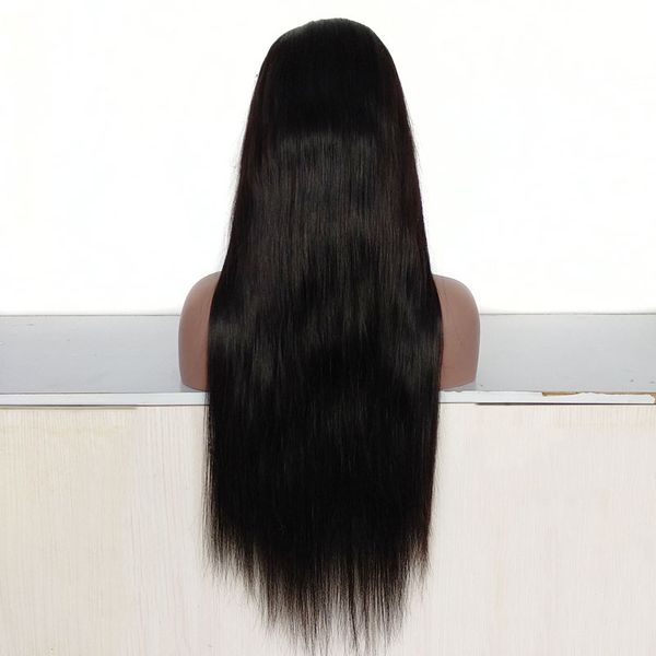 

wholesale peruvian human hair #1b natural black color hair full lace wig 24 inch silk straight brazlian hair lace front wig fast delivery, Black;brown