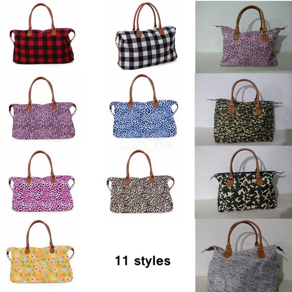 

17inch plaid floral leopard duffel bag big travel camouflage camo tote animal print handbag double handles sarah weekenders bag aaa2205