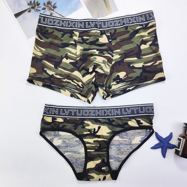 

personalized creative camouflage couple cotton underwear comfortable soft breathable men's and women's underwear cotton trousers, Black;white