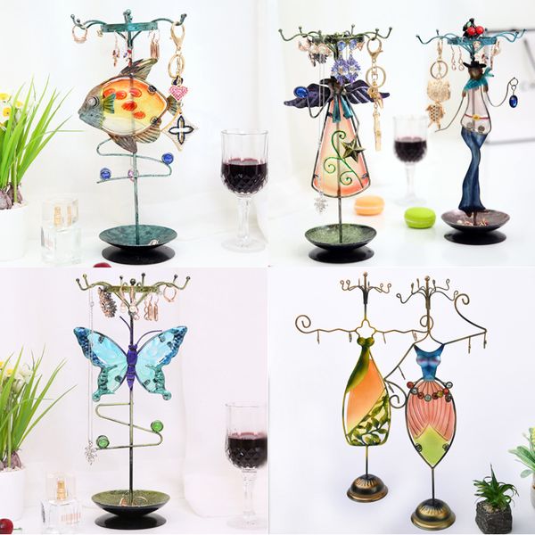 

[ddisplay]tropical fish standing jewelry organizer creative orange angel earring jewelry display graceful pendant accessories storage holder, Black