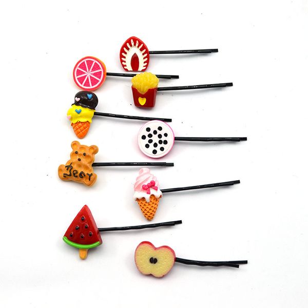 

hair accessories headwear set strawberry watermelon fruit hairpins cartoon fruit hair clip for girls christmas navidad, Slivery;white