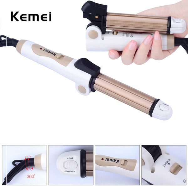 

foldable electric hair curling iron hair straightener hair curler corn corrugated waver crimper tongs flat iron plate travel 47