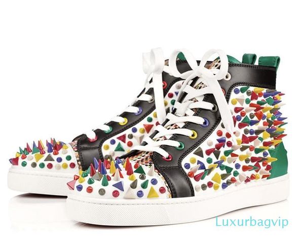 

designer red bottoms sneakers studded spikes flats shoes designer luxury red bottoms for men womens c29, Black