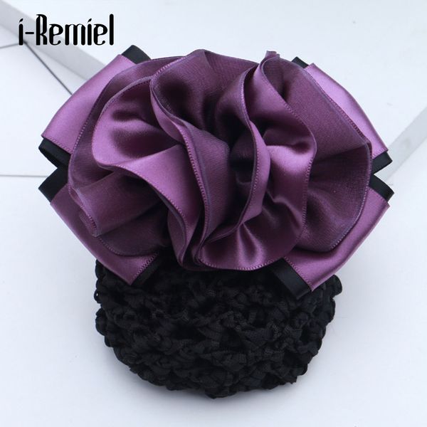 

i-remiel floral lace satin hairgrips ribbon bun net snood bow crochet hair clip hair accessories for women clips lady, Golden;white