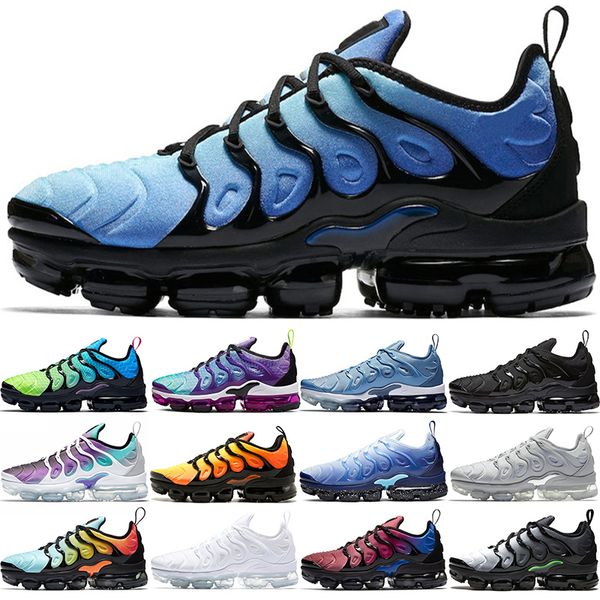 

tn plus men women running shoes mens trainers triple white black bleached aqua sunset aurora green sports sneaker size 5.5-13