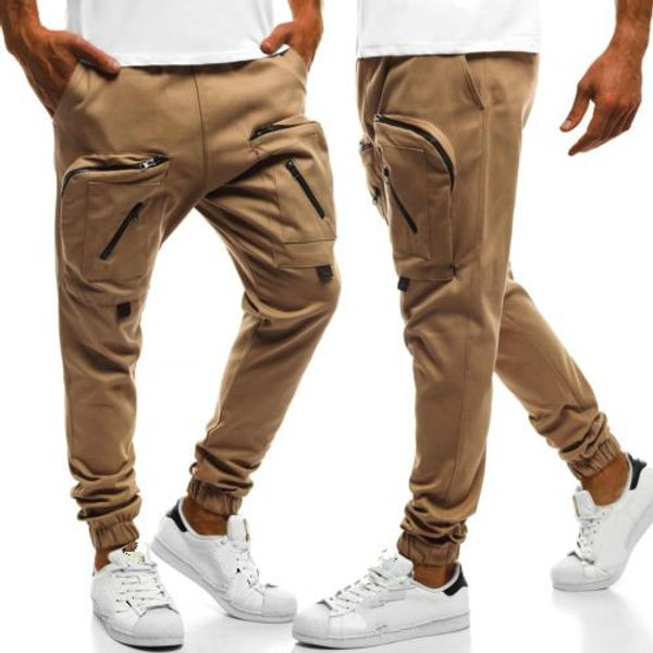 

mens gym slim fit trousers tracksuit bottoms skinny joggers sweat track pants pocket plus size cotton cloth, Black
