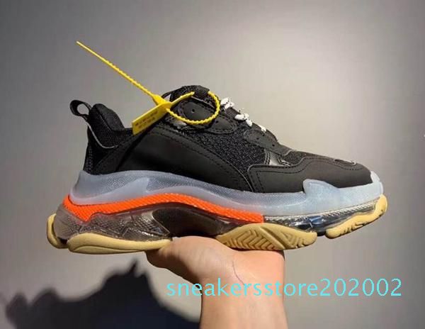 

2018 paris 17fw crystal bottom green luxury dad shoes platform triple s sneakers for mens women vintage kanye old grandpa trainer s02, Black