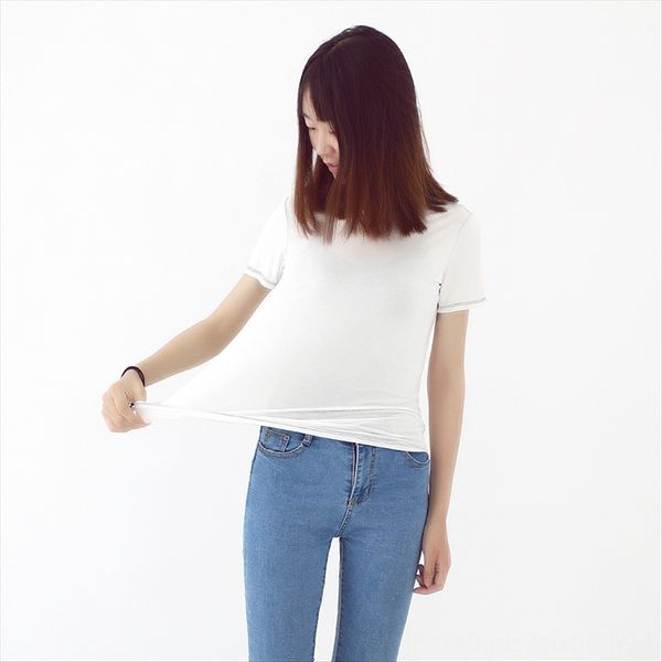

base women's mask solid color type short-sleeved t-shirt modal stretch women's t-shirt special sale, White