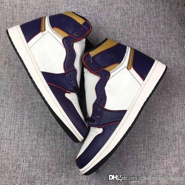 

2019 выпуск оригиналы воздуха высокий 1 og defiant sb лейкерс light bone суд фиолетовый черный золото баскетбол обувь ретро мужчины кроссовк