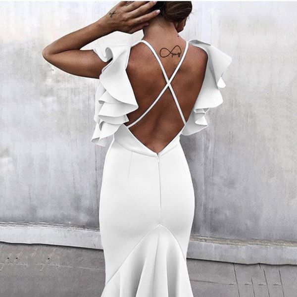 

celebrity party dress summer women dress vestidos verano white butterfly sleeveless backless mermaid pencil dresses, Black;gray