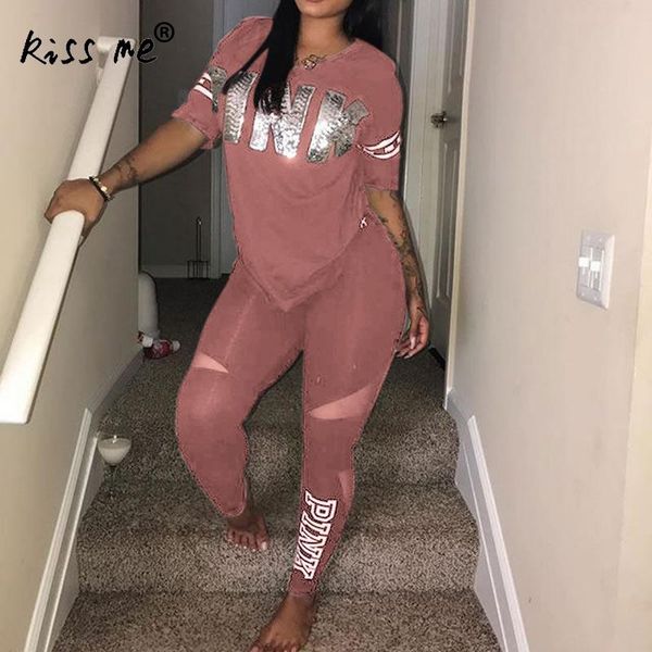 

women two piece set solid letter print tracksuits short sleeve plus size t-shirt pants set suits casual sport suit gym wear, White;black