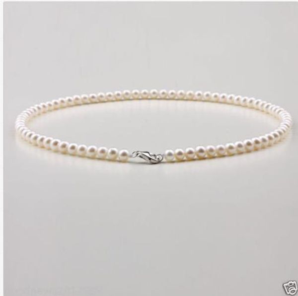 

5-6mm natural japanese akoya white pearl necklace 18inch 925s clasp, Silver