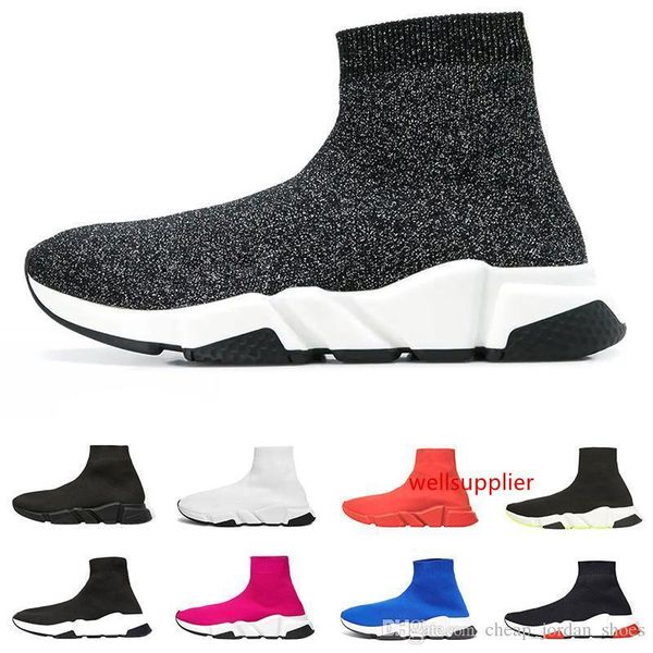 

designer 2019 socks shoes fashion men women sneakers speed trainer black white blue pink glitter mens trainers casual shoe runner heavy sole