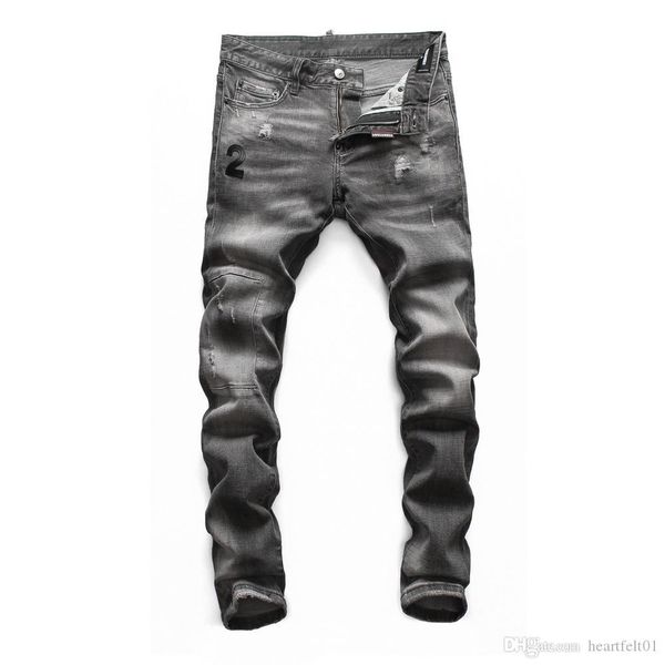 

brand jeans mens luxury designer jeans baggy biker high waisted ripped rock revival black skinny men jean jeckets long pants trousers 031, Blue