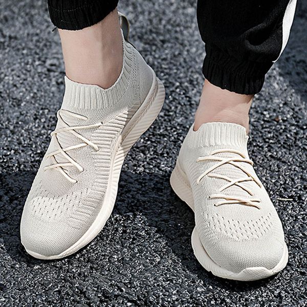 

2019 sneakers couple casual breathable lightweight sports shoes woven mesh socks sneakers dropshipping zapatos de hombre, Black
