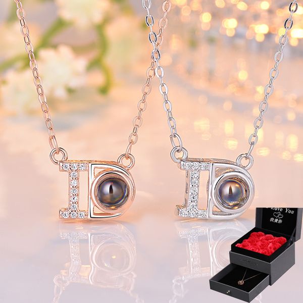 

amxiu diy i do necklace 100 languages i love you projection necklace 925 sterling silver for women wedding jewelry gift