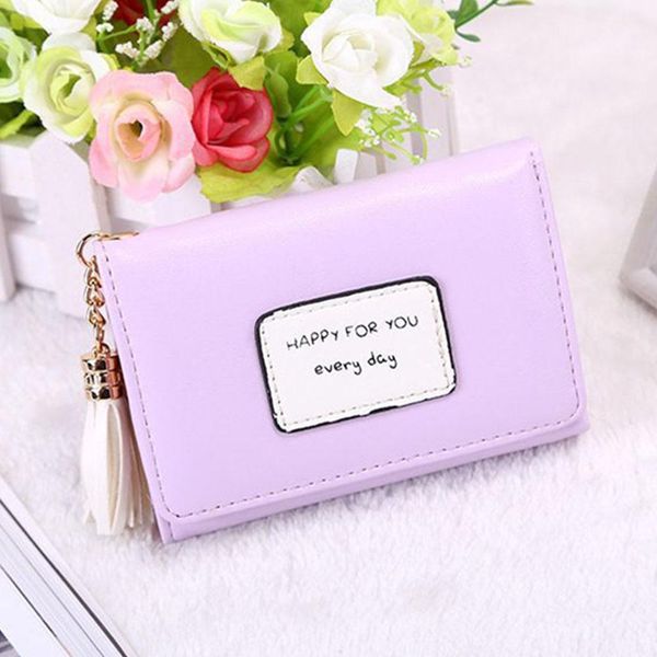 

pinshang women short tassel tri-fold small fresh wallet, Red;black