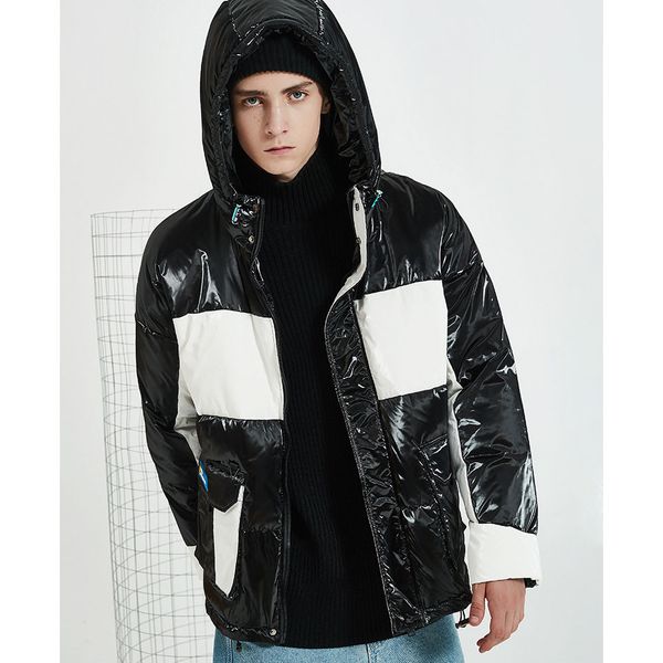 

mens designer down coat luxury color matching thick jacket active winter windproof jackets for outdoor womens hooded coat 2019 new arrivel, Black