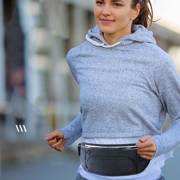 

casual outdoor anti-theft phone package multi-function certificate waist pack solid color zipper sports bag for female 2020