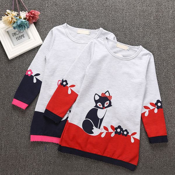 

ins spring and autumn selling printed children's skirt lace medium-small girls dress, Red;yellow