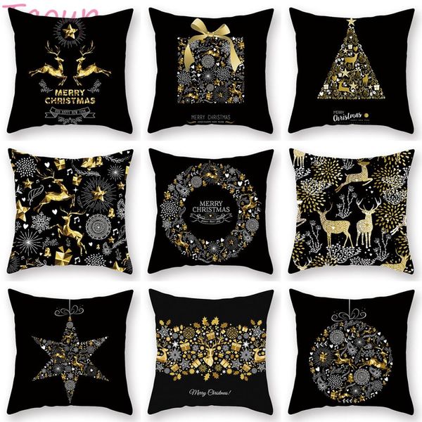 

taoup black gold deer christmas elk pillowcase merry christmas decor for home xmas table decor gift holder present for xmas noel