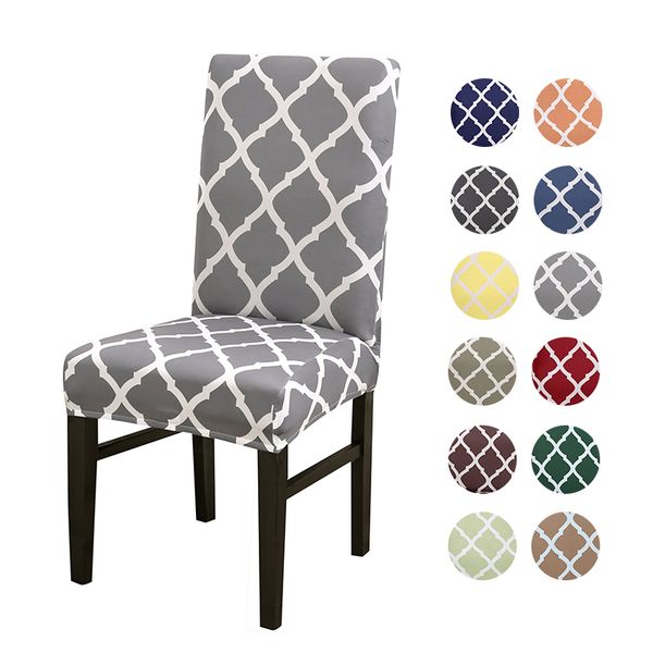 Geometric Style Stretch Spandex Removable Dining Room Chair Covers