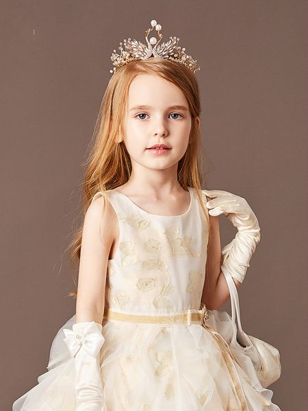 Girls Headdress Children S Hair Accessories Little Swan Crown Silver Pearl Jewelry Flower Girl Dress Performance Accessories Flower Hair Accessories