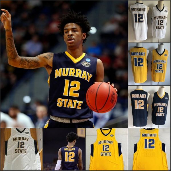 

murray state racers 12 ja morant jersey temetrius jamel ovc ohio valley ncaa college basketball wears university shirt s-xxxl, Black