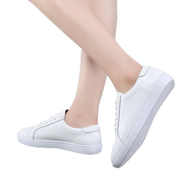 

2020 man vtota genuine leather sneakers women white shoes 2018 spring platform shoes zapatos mujer lace-up tenis feminino casual flats, Black