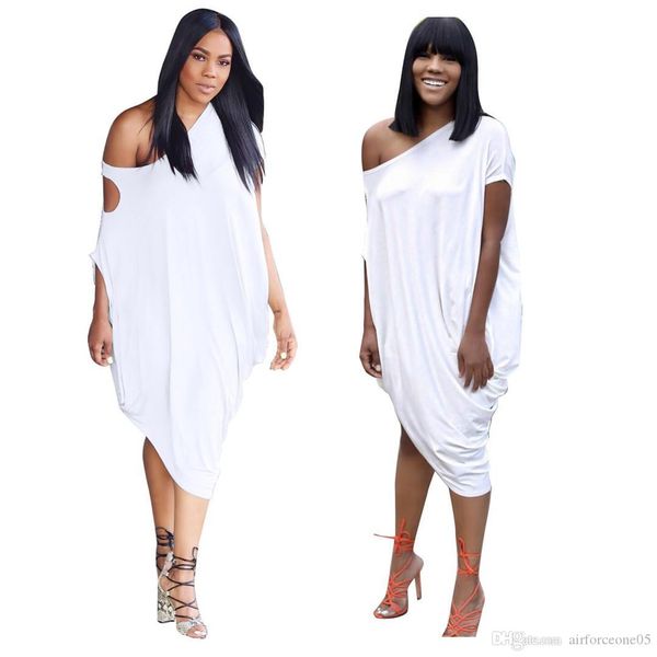 

summer skirt dresses fashion female one-shoulder asymmetrical dress solid loose dress for women, Black;gray