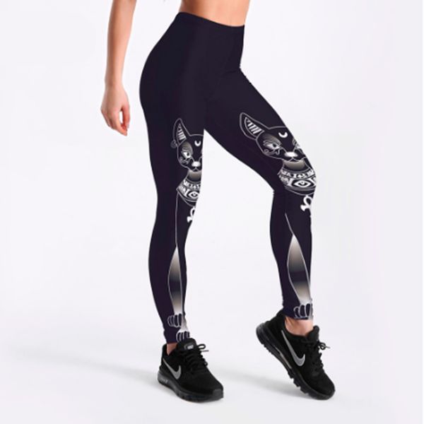 

summer style leggings for women's cute black white cat digital printing elasticity pants elasti pants plus size drop ship