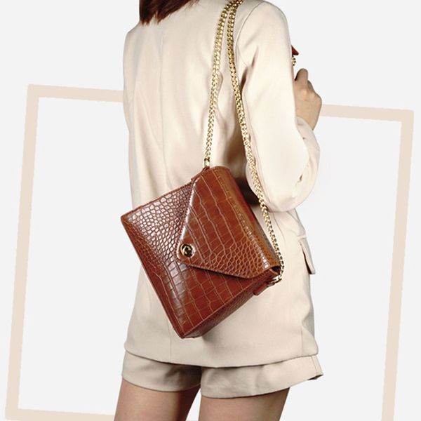 

retro alligator women's messenge bags simple pu solid color sholder bags for women wild flip ladies crossbody bag