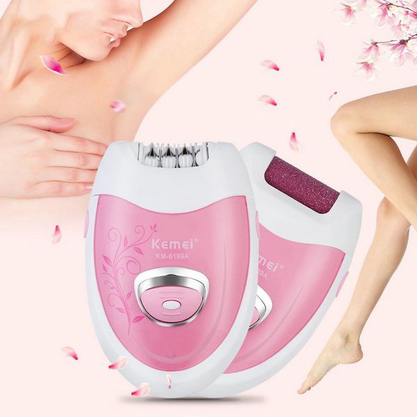 

kemei 2 in 1 rechargeable lady epilator foot care tool electric hair removal hair shaver depilador callous dead skin remover