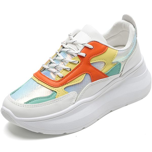 

cross-border women's thick bottom white dad shoes summer new color large size leather breathable anti-dirty casual sneakers, Black