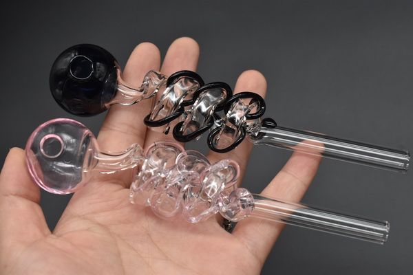 Neuestes Design, Doppelspiral-Ölbrennerrohr aus Glas. Hochwertiges, dickes, berauschendes, gerades Ölrohr aus Pyrex-Glas