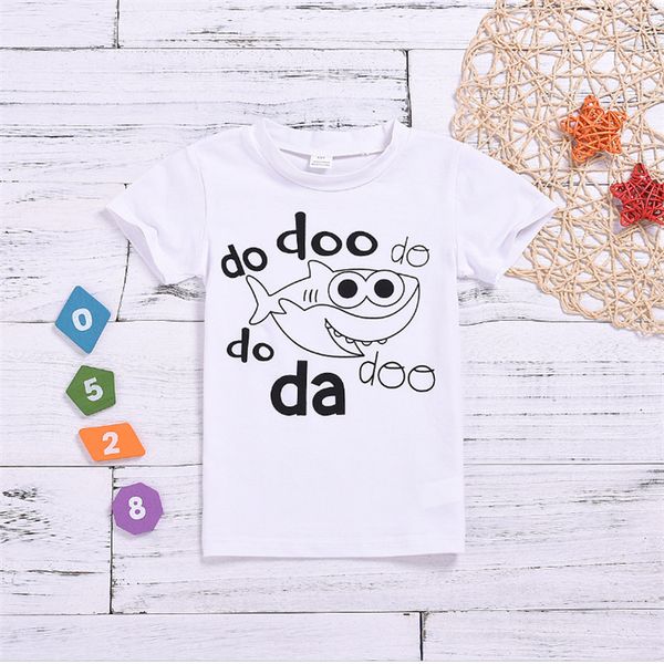 

new summer kids clothes 1-6y boys girls short-sleeved printed cartoon shark t-shirt white t-shirt kids designer clothes jy585, Blue