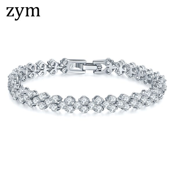 

zym2019selling brand flower bracelet high-quality zircon european and american bracelet fashion prom ladies luxury, White