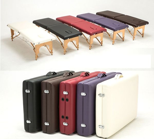 

foldable beauty salon table height adjustable body spa massage bed therapy tattoo bed with carrying bag beech wood+imported pu